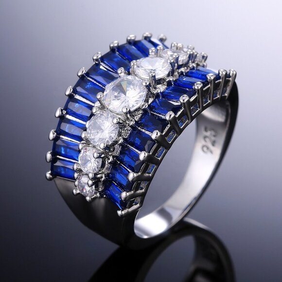 Jewelry - 💥 Fashion Eternity Trendy Full Around Sapphire Beautiful Ring for Women,PD456